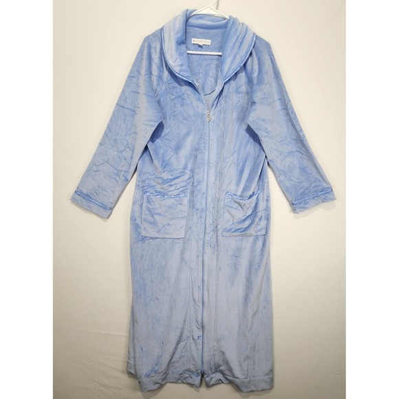 Eileen West Women's Cozy Warm Light Blue Robe Full Zip Size S/M - Picture 1 of 9